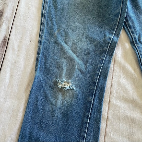 Wrangler 945DEN Jeans Mens 34x36 Blue Regular Fit Faded Whiskering Bootcut Flare - Picture 5 of 16